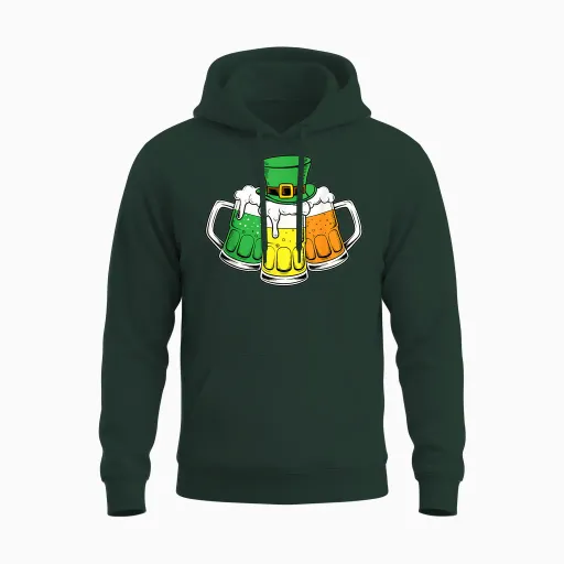Irish Beer Irish Flag Mens Womens St Patrick's Day T-Shirt, Black, S Unisex Hoodie - Forest