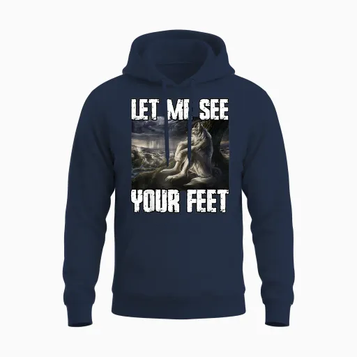 Human by Chance Alpha by Choice Funny Cringe Werewolf Meme T-Shirt, Black, S Unisex Hoodie in Navy