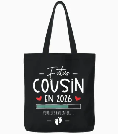 Child Future Cousin 2026 Announcement Pregnancy You Will Be Future Cousin Tote Bags - Black