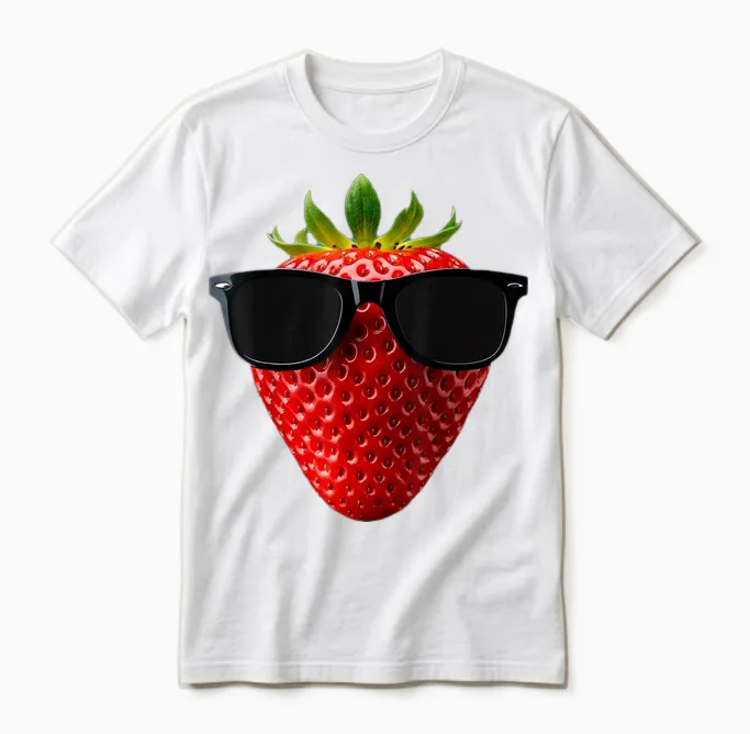 Coole Erdbeere Trägt Sonnenbrille Lustige Früchte Unisex T-Shirt in White