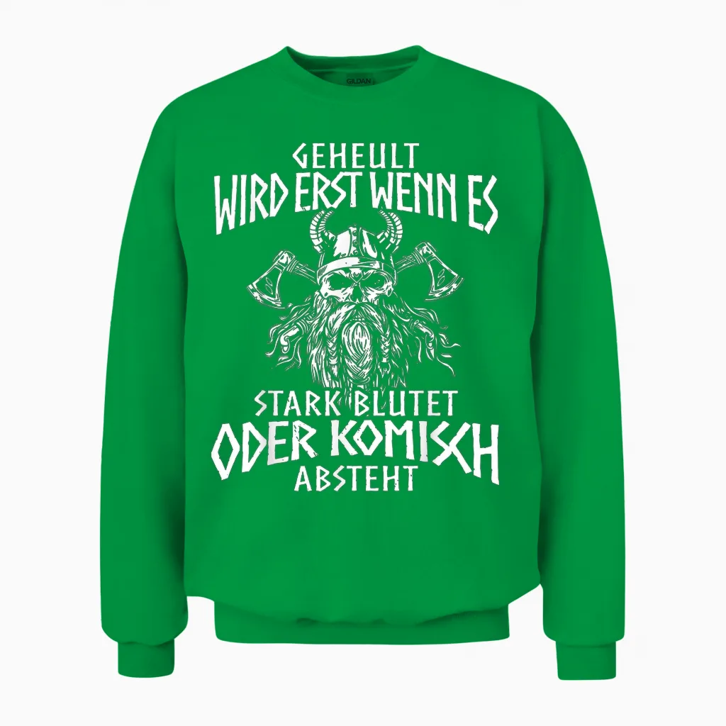 Viking Nordic Compass Wolf Nordic Germanic Midgard T-Shirt, Black Unisex Sweatshirt in Irish Green