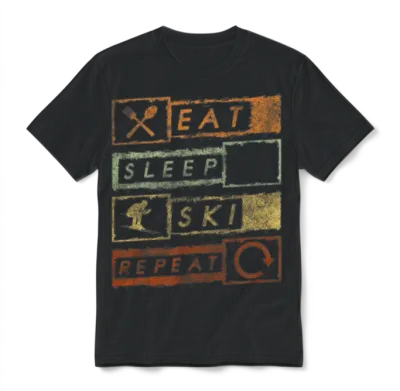 Skiing Mountain Winter Vacation Apres Ski Unisex T-Shirt - Black