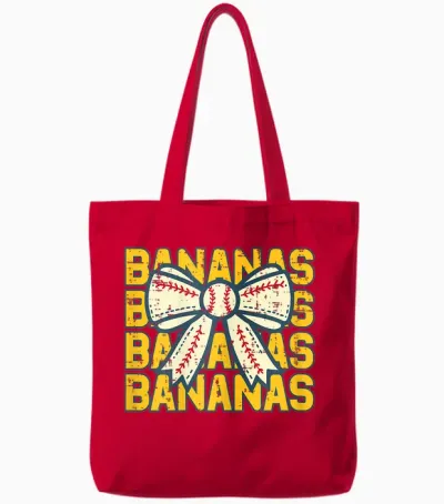 Banana Bow Ribbon Fruit Women Girls Tote Bags - Red