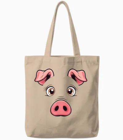 Pink Pig Face Costume for Adults, Children, Men and Women Tote Bags - Natural