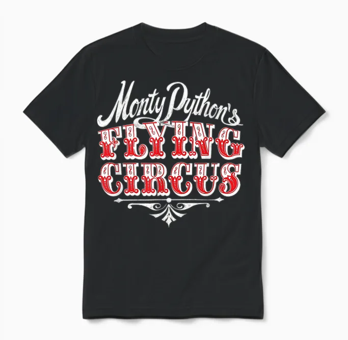 Monty Python Flying Circus Red Unisex T-Shirt in Black