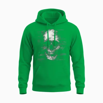 Skull Art Drawing Graphic Text Motif Skull T-Shirt, Black Unisex Hoodie - Irish Green