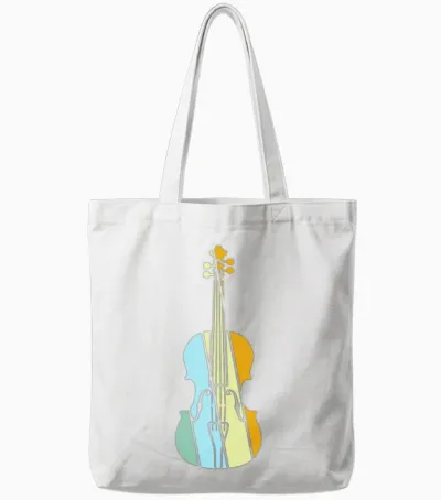 Violin Retro Tote Bags - White