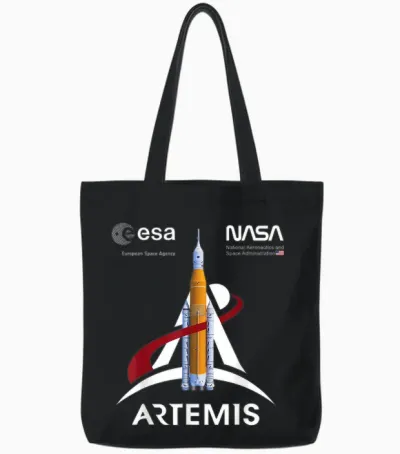Nasa Artemis Sls Mission Esa Und Worm Logo Tote Bags - Black