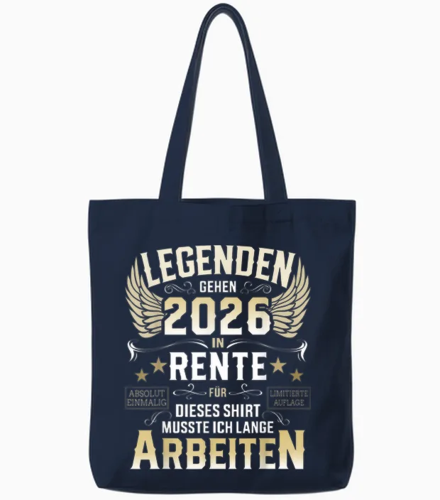 Legends Go Retirement 2026 Long Work Retirees Tote Bags in Navy