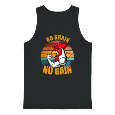 Funny Chicken Fitness Bodybuilder Say No Grain No Unisex Tank Top - Black