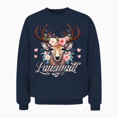 Dirndl Trachtenshirt Damen Lausmadl T-Shirt Mädchen Trachten Unisex Sweatshirt - Navy