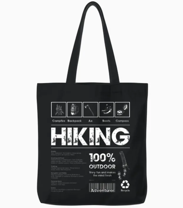 Hiking 100% Outdoor Adventure Tote Bags in Black