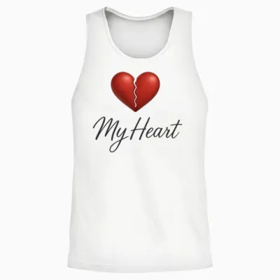 My Heart – Realistic Broken Heart Design Unisex Tank Top - White