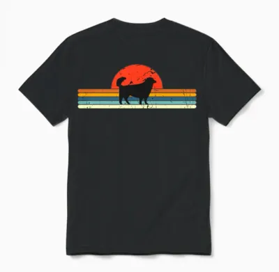 Vintage Dog Retro Sunset Unisex T-Shirt - Black