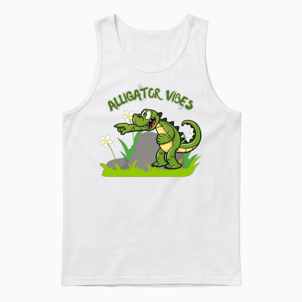 Funny Alligator Unisex Tank Top in White