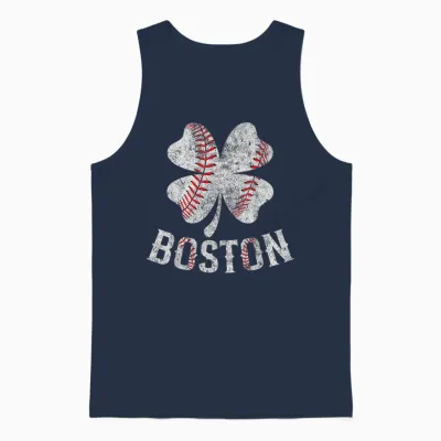 Baseball Shamrock Lucky Clover Boston St Patrick's Day Unisex Tank Top - Navy