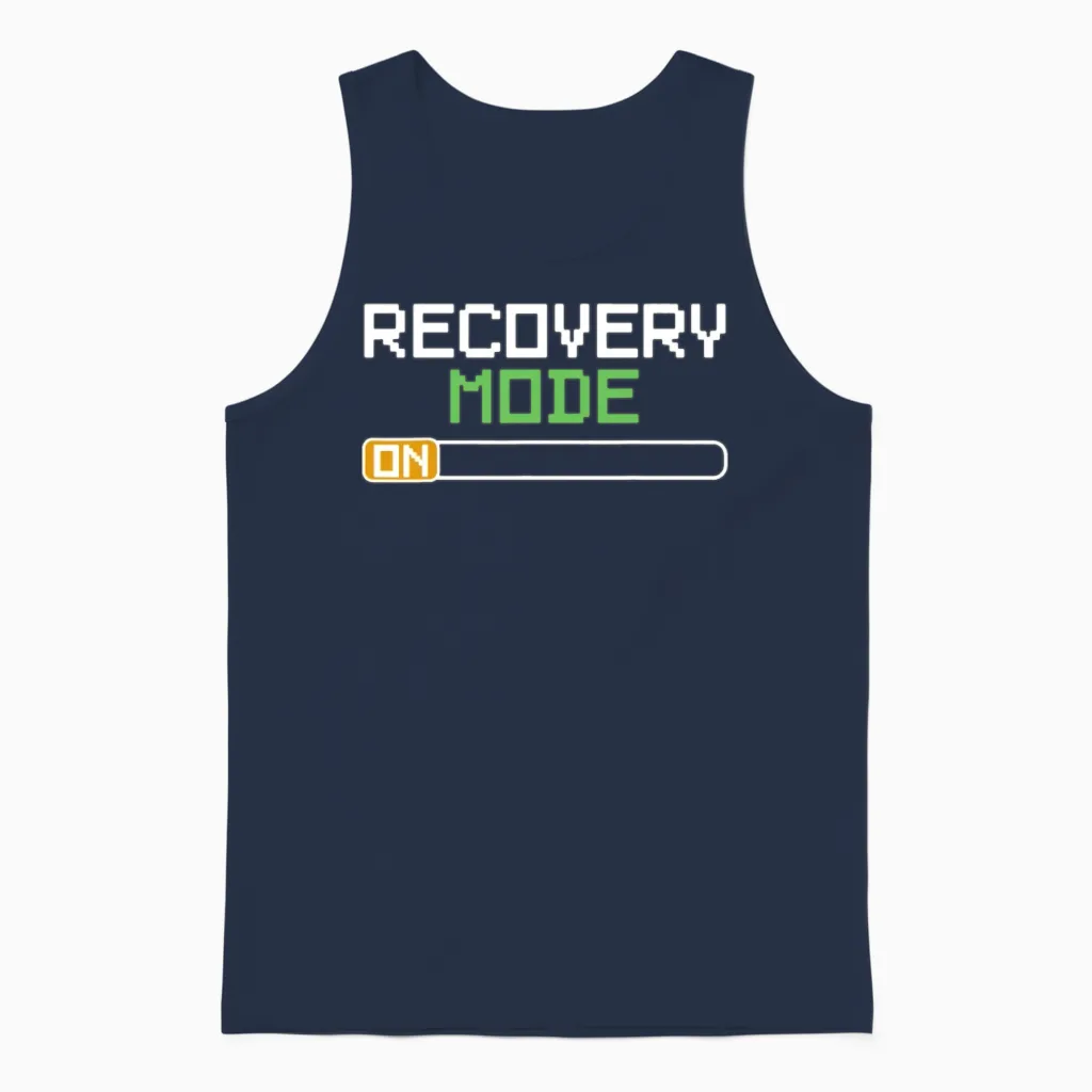 Recovery Mode on Get Well Gifts Funny Injury Unisex Tank Top in Navy