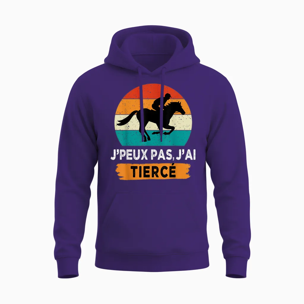 J'peux Pas J'ai Tiercé T-Shirt, Black, S Unisex Hoodie in Purple