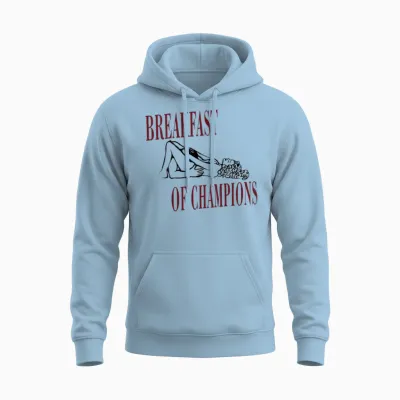 Breakfast of Champions Drôle Inscription Rétro Homme Fête Unisex Hoodie - Light Blue