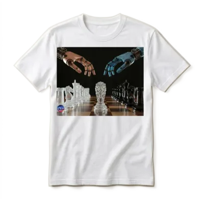 Crystal Robotic Chess Clash Unisex T-Shirt - White