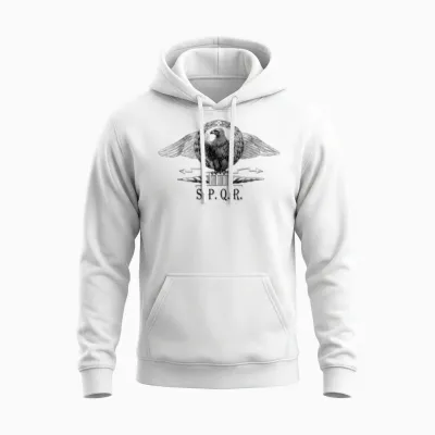 Roman Eagle with Spqr Unisex Hoodie - White