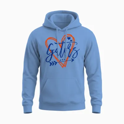 Retro Gators Heart Name Apparel Design for Men Women Unisex Hoodie - Carolina Blue