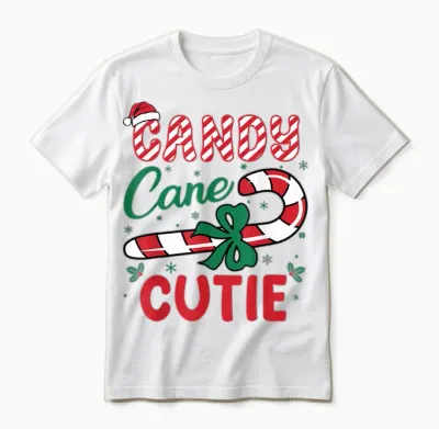 Candy Cane Cutie Funny Christmas Holiday Boys Unisex T-Shirt - White