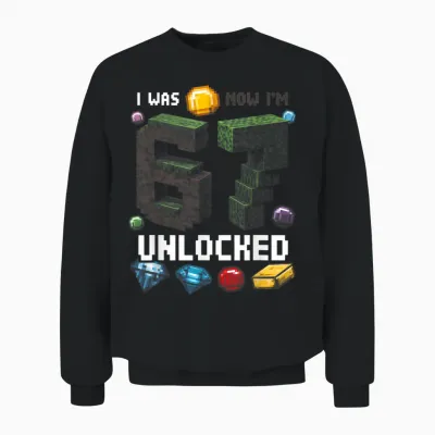 I Was 6 Now I'm 7 Unlocked Level Up Gamer 7e Anniversaire Unisex Sweatshirt - Black