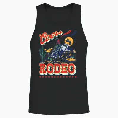 Vintage Rindsleder Reiten Coors Cowboys Western Country Rodeo Unisex Tank Top - Black