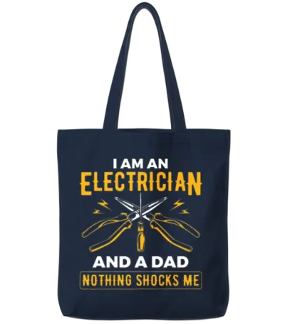 Electrician Funny Funny Electrician Tote Bags - Navy