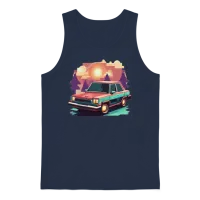Retro Pixels Car Design — Cars & Muscle Unisex Tank Top - Navy – 1