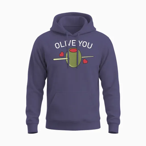 Olive You Unisex Hoodie in Heather Sport Dark Navy