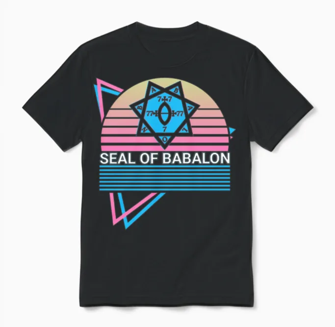 Seal of Babalon Retro Unisex T-Shirt in Black