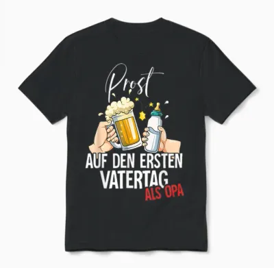 Auf Den Ersten Vatertag Als Opa Unisex T-Shirt - Black