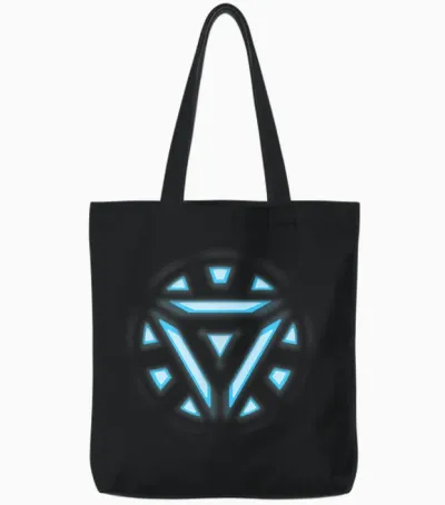 Marvel Studios Iron Man Tony Stark Arc Reactor T-Shirt, Black Tote Bags - Black