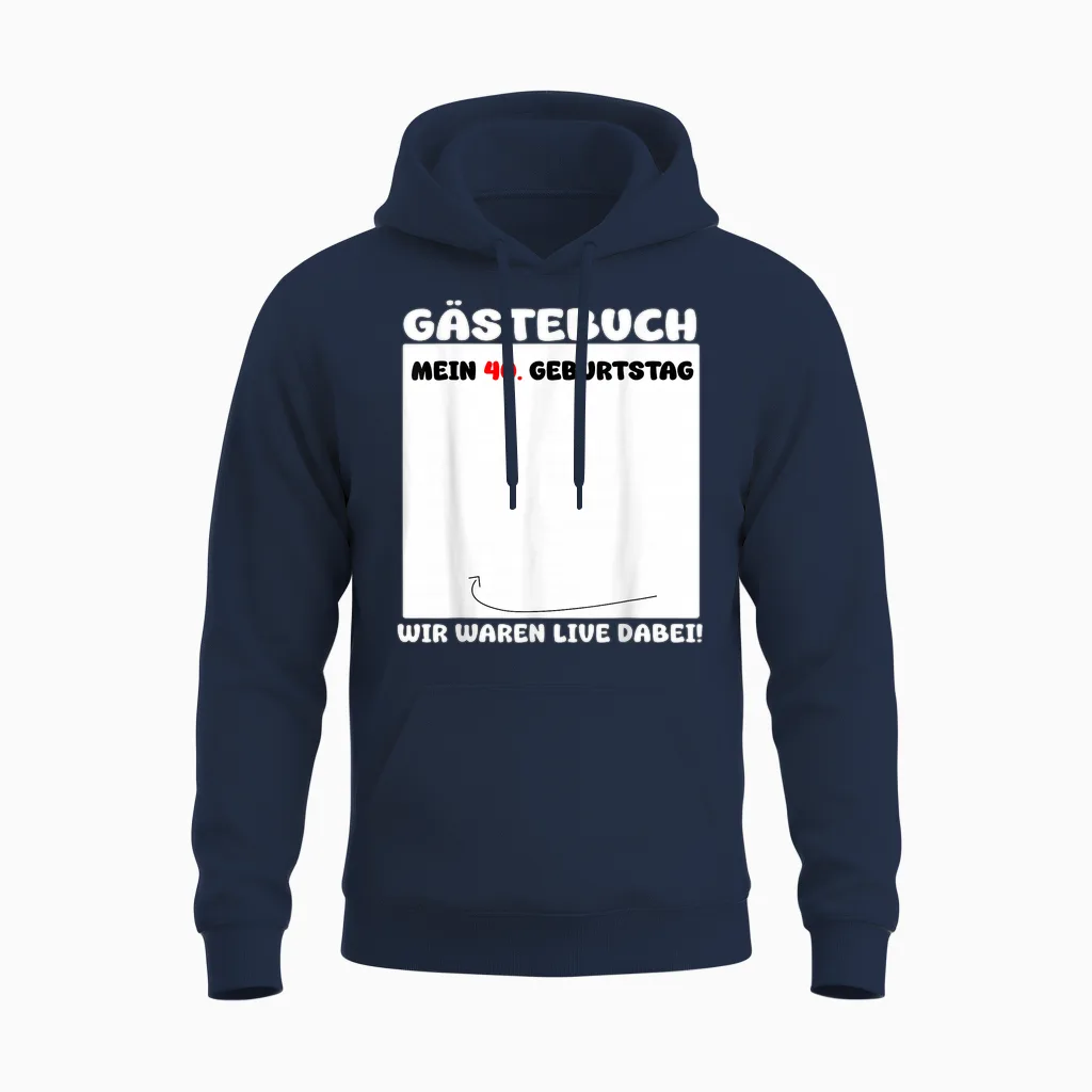 40th Birthday Guest Book Man Woman 40 Years 1985list T-Shirt, Black, S Unisex Hoodie in Navy