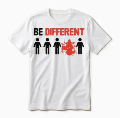 Be Different Funny Drummer Unisex T-Shirt - White