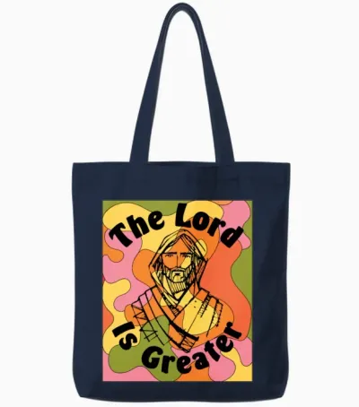 Retro Lord Is Greater Boho Positive Retro Christia Tote Bags - Navy