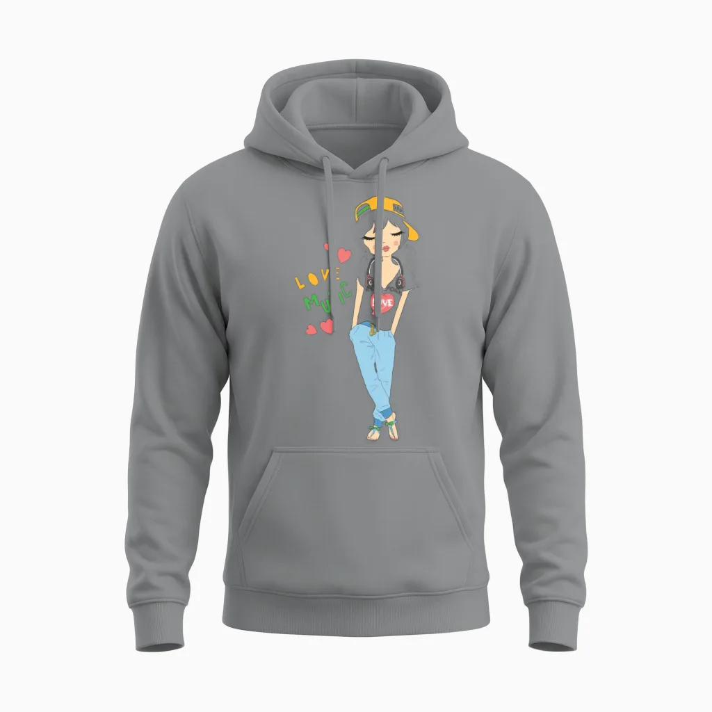 Cute Girl Unisex Hoodie in Sport Grey