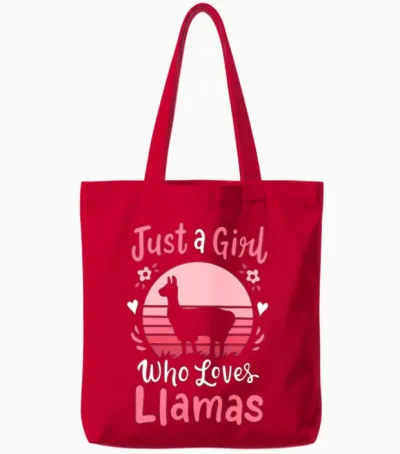 Llamas Llama Lover Retro Tote Bags - Red