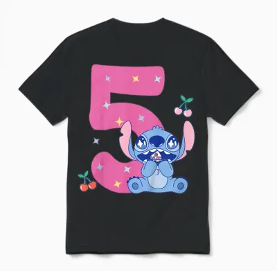 Lilo & Stitch 5 Birthday Unisex T-Shirt - Black