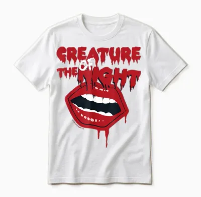 Rocky Horror Show the Creature of the Night Mouth T-Shirt, Black Unisex T-Shirt - White