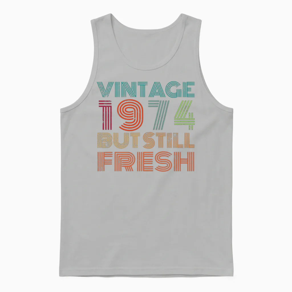 1974 Birthday Unisex Tank Top in Ash
