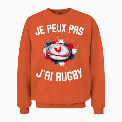 Children's Rugby Jersey "je Peux Pas J'ai Rugby" Unisex Sweatshirt - Orange