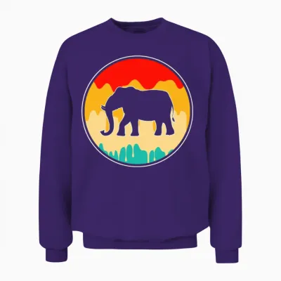 Elephant Retro Unisex Sweatshirt - Purple