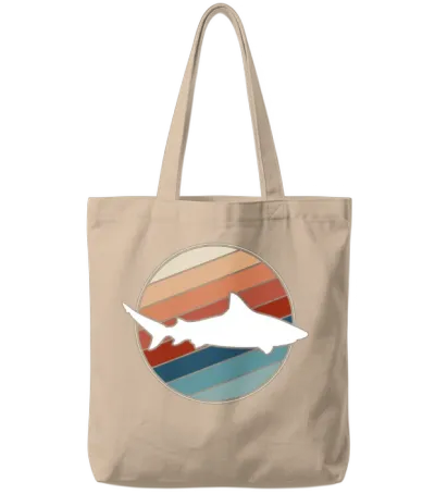 Shark in Retro Style Tote Bags - Natural