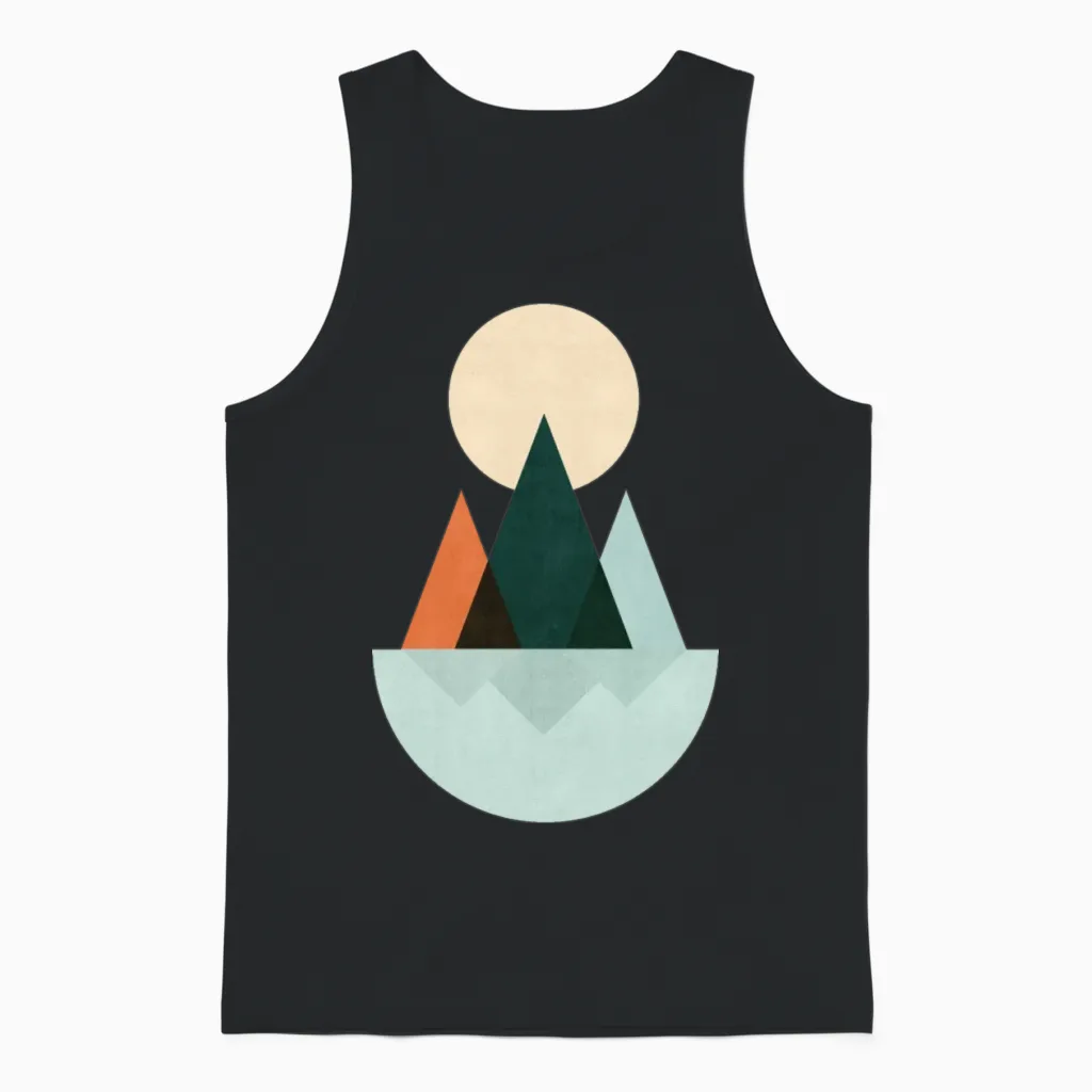 Minimalist Landscape Unisex Tank Top in Black