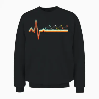 Kite Surfing Retro Heartbeat Unisex Sweatshirt - Black
