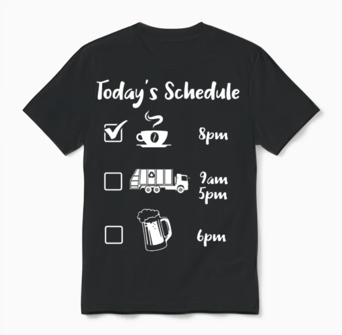 Today's Schedule Garbage Truck Garbage Vehicles Unisex T-Shirt in Black