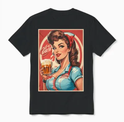 Pin Up Girl Diner Retro Unisex T-Shirt - Black